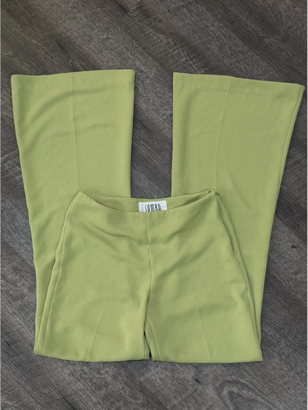 Lime Green Wide-Leg Trousers — Size S